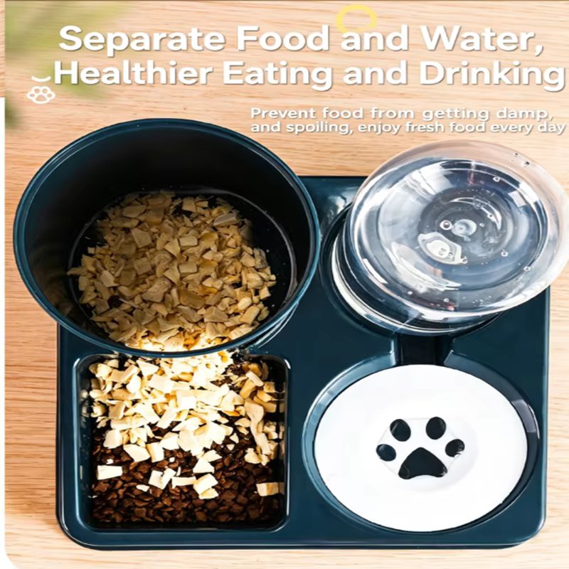 Double Cat Bowl Raised Anti Slip Pet Food Water Feeder No Spill Detachable Design for Cat Dog Puppy Daily Pet Feeding Supplies — image 2