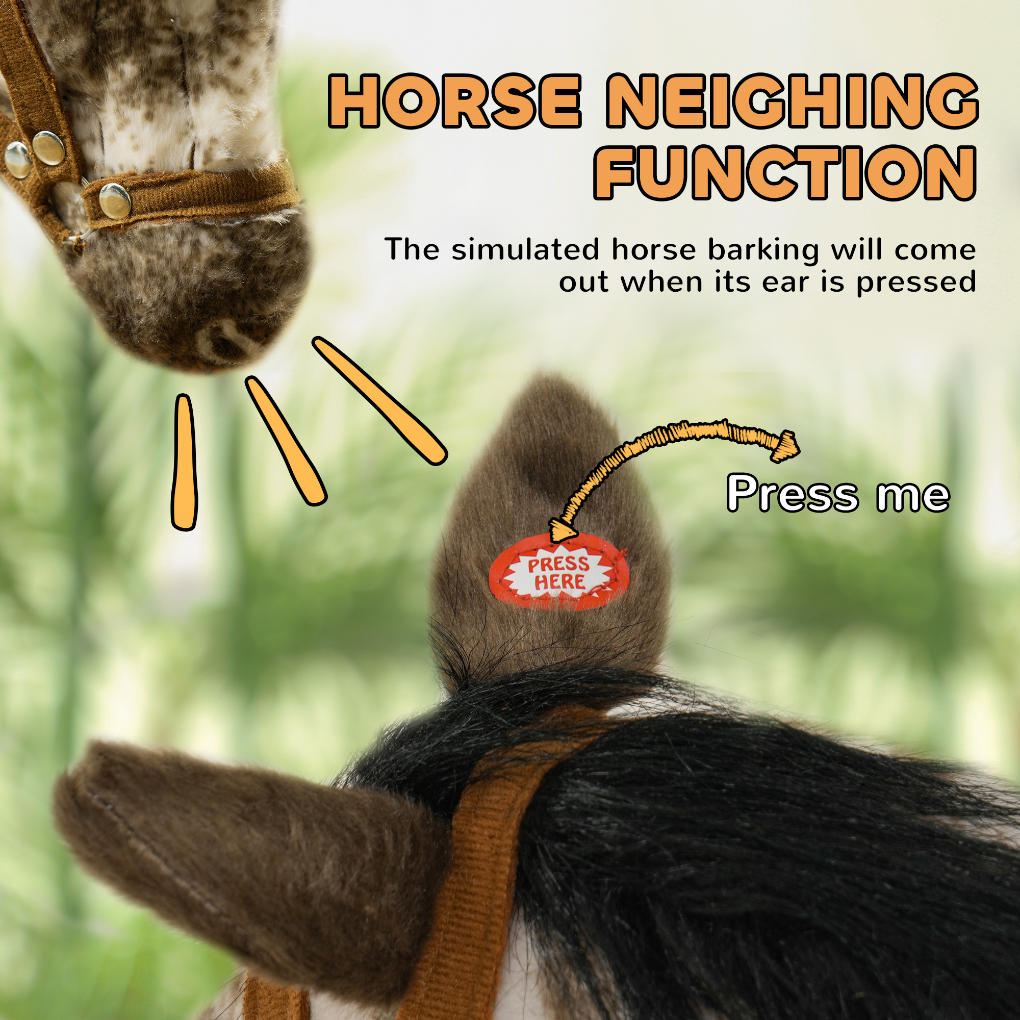 Kids Ride on Horse with Neighing Sound, Saddle for Ages 3-8 — image 5