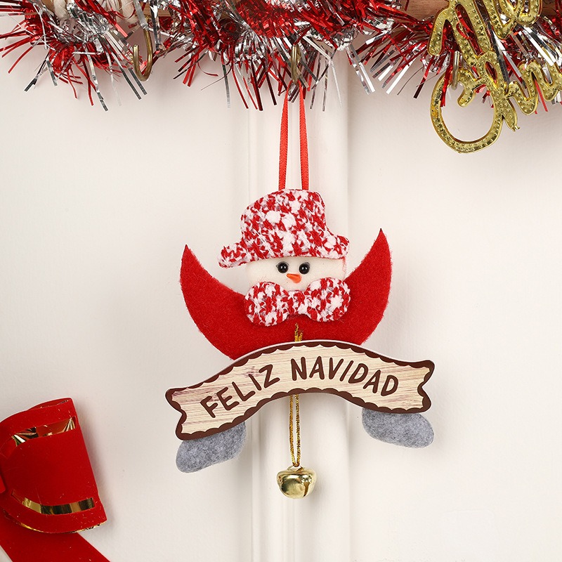 New Christmas Pendant Cute Cartoon Santa Claus Elk Decoration Christmas Tree Bell Pendant — image 4