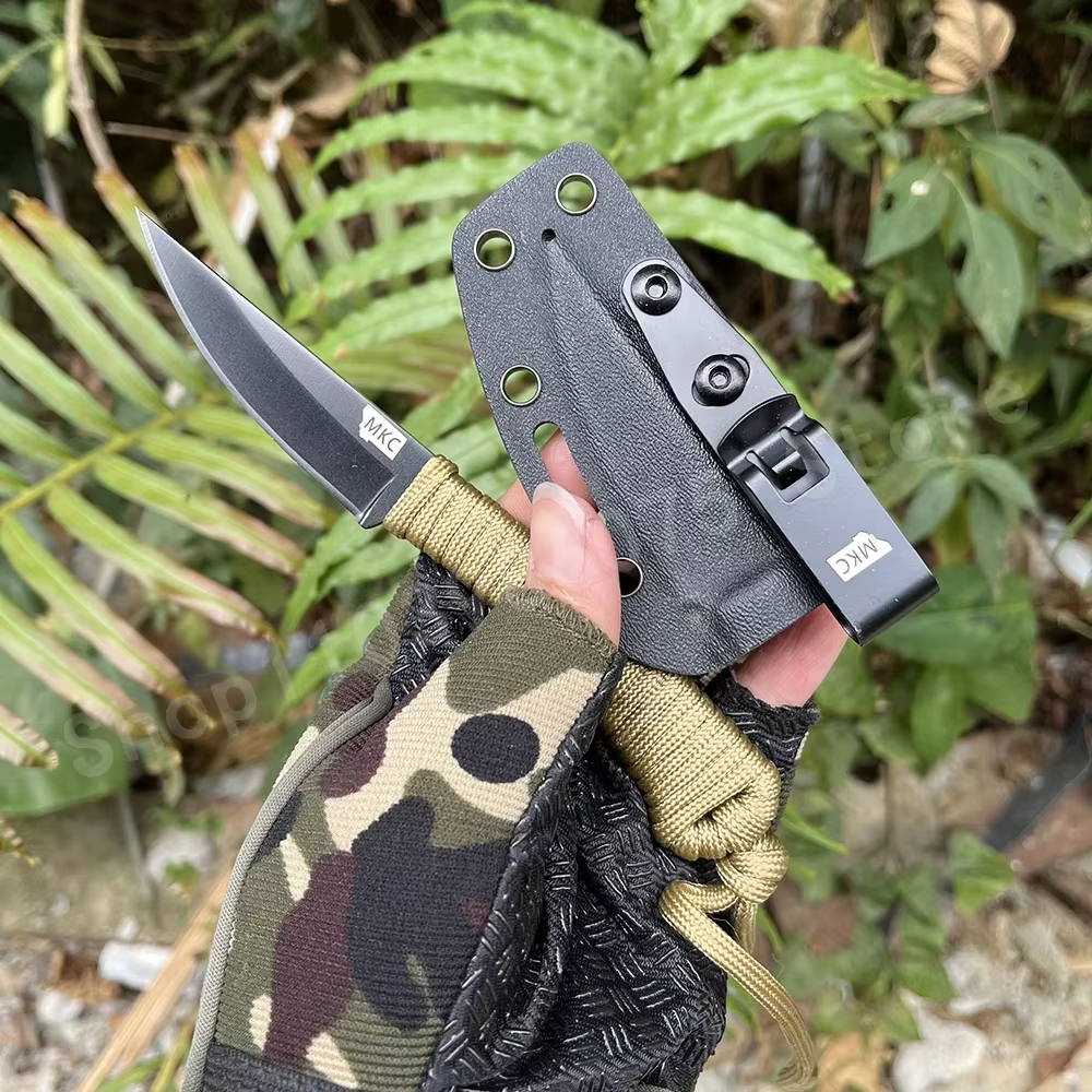 MK.C Portable Small Straight Knife 440c Blade Nylon Rope Handle Portable Sharp Fruit Knife Camping Fishing Knife Men's Gifts — image 3