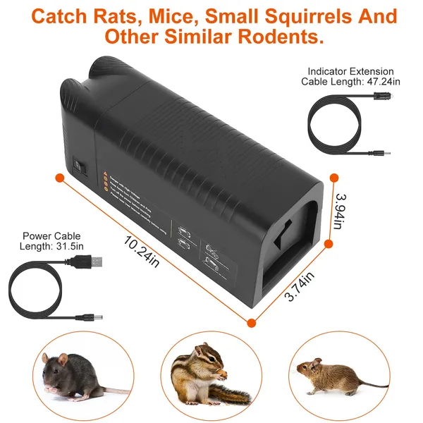 Electric Rat Trap Reusable Mice Trap Rodent Zapper Indoor Pest Control Rechargeable Shock Mice Killer With 1800V High Voltage For Home — image 10