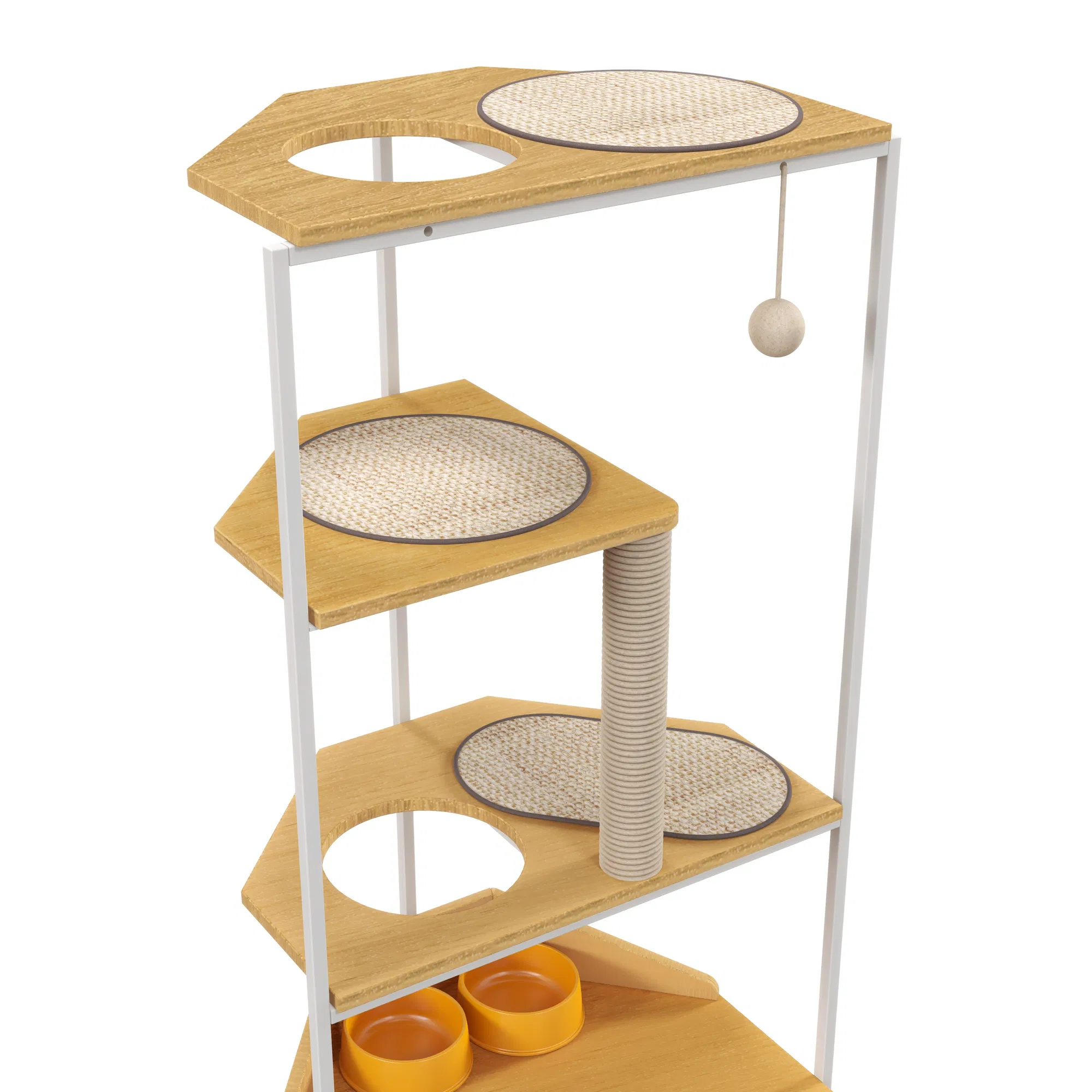 Corner Cat Tower, Cat Tree with Scratching Post, Cat Condo with Feeding Station and Climbing Platforms, Pet Furniture for Indoor Cats — image 18