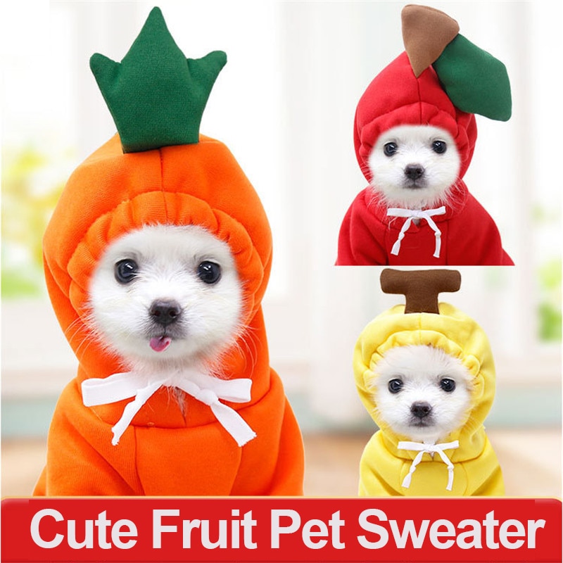 Ropa de Invierno para Perros Cómica con Frutas - Chaquetas de Felpa con Capucha para Bulldog Francés y Chihuahua — imagen 4