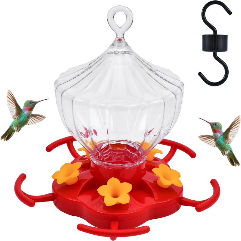 Hanging Hummingbird Feeder – 5 Flower Ports with Perches, Outdoor Garden Bird Water Dispenser — image 2