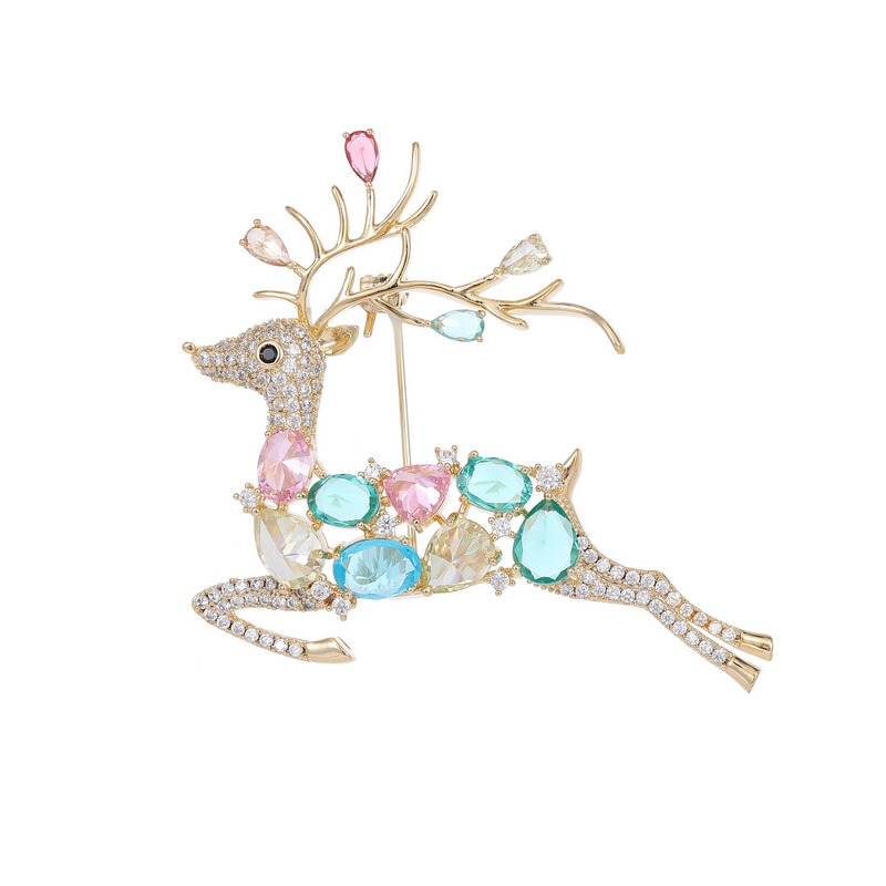Brilliant colorful zircon sika deer corsage niche design exquisite high end sense Yilu has you elk brooch — image 1