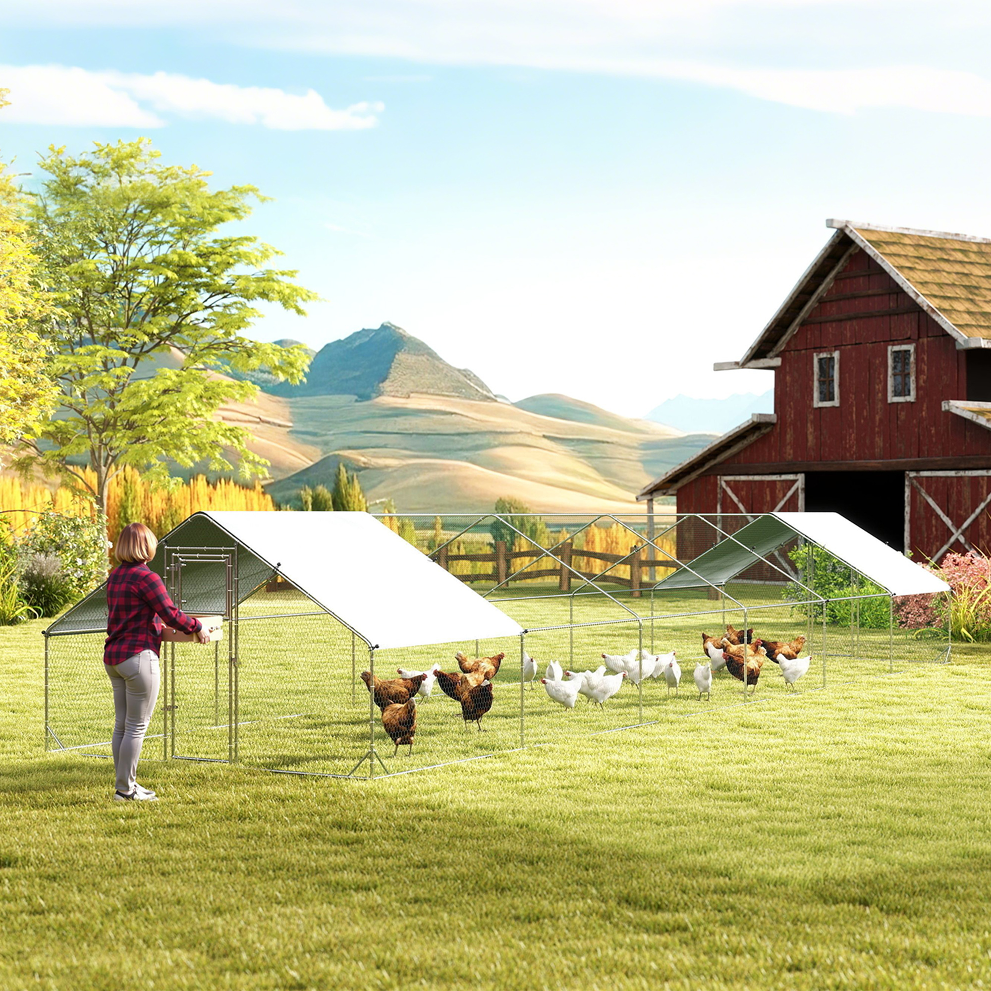 Large Chicken Coop with Waterproof and Anti-UV Cover, Spire Shaped for Outdoor and Yard Farm Use, 39 x 10 x 6.4 — image 3
