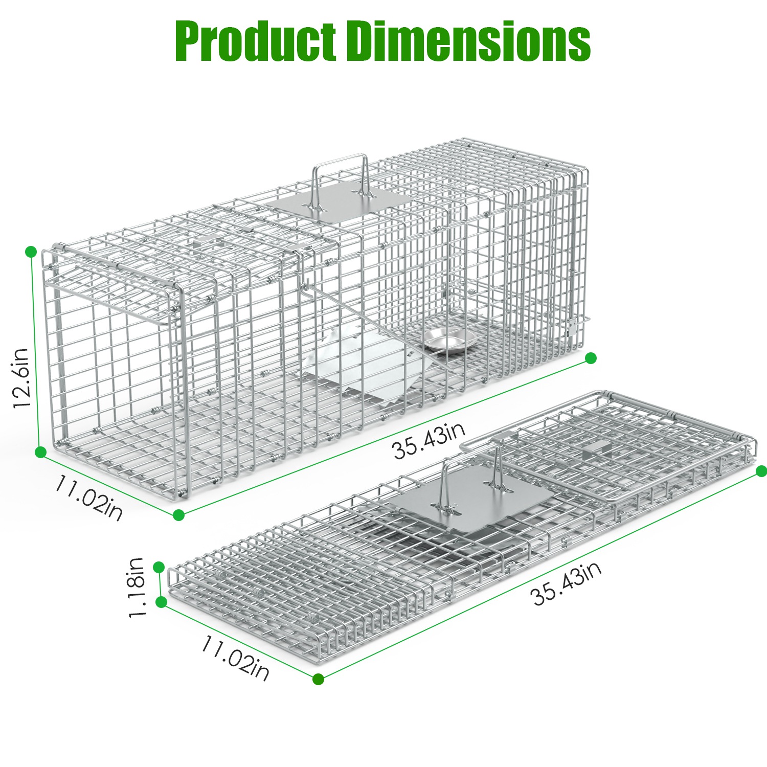 Humane Cat Trap Cage With Gloves Catch Release Live Animal Rodent Cage Collapsible Galvanized Wire For Raccoons Beavers Groundhogs Foxes Armadillos — imagen 4