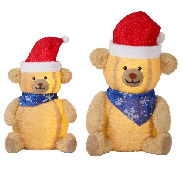 Set Of 2 Lighted Plush Bear Christmas Decorations, Pre-lit Pull Up Holiday Decor With 60 Warm White LED Lights For Xmas Outdoor Indoor Decor Lighted Holiday Displays — imagen 6