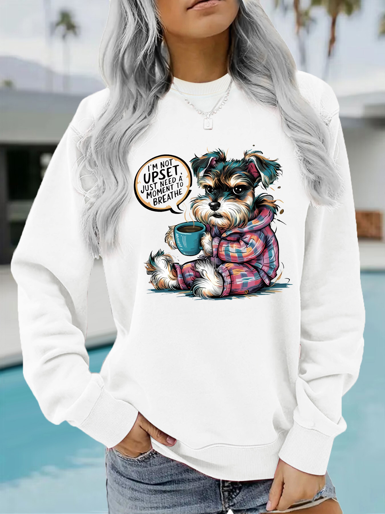 Long sleeved round neck shirt with dog letters — image 7