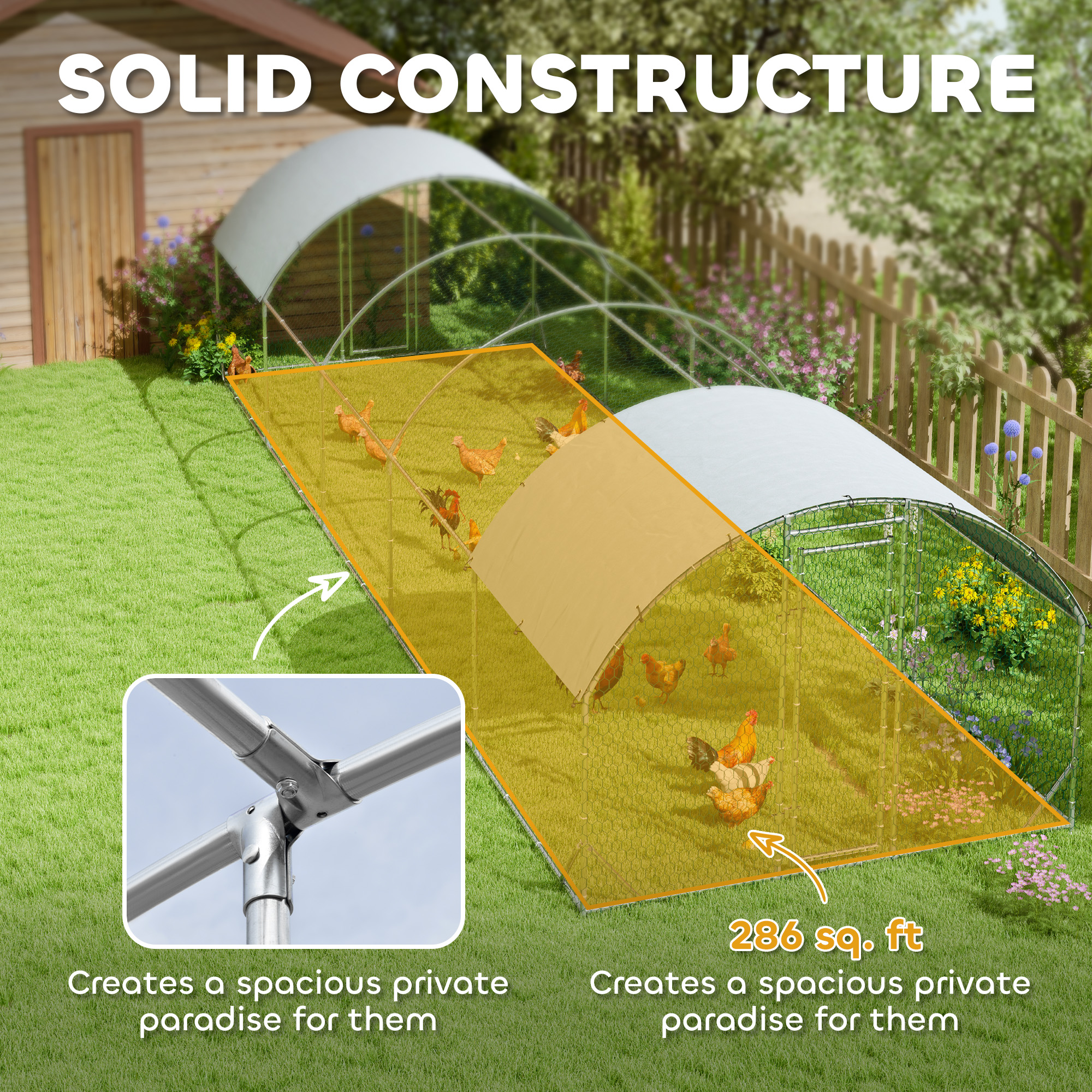 Large Metal Chicken Coop with Waterproof and Anti-UV Cover for Yard, Outdoor, Duck, Rabbit, 9.2 x 31.2 x 6.5 — imagen 8