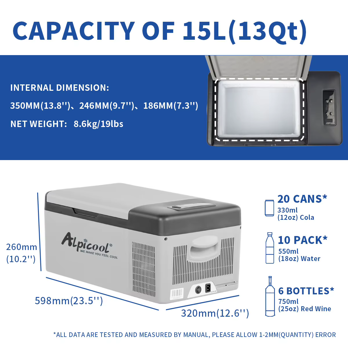 Alpicool C15 Portable Car Freezer, 12 Volt Refrigerator, 16 Quart (15 Liter) Fast Cooling 12V Car Fridge -4℉~68℉, Car Cooler — image 5