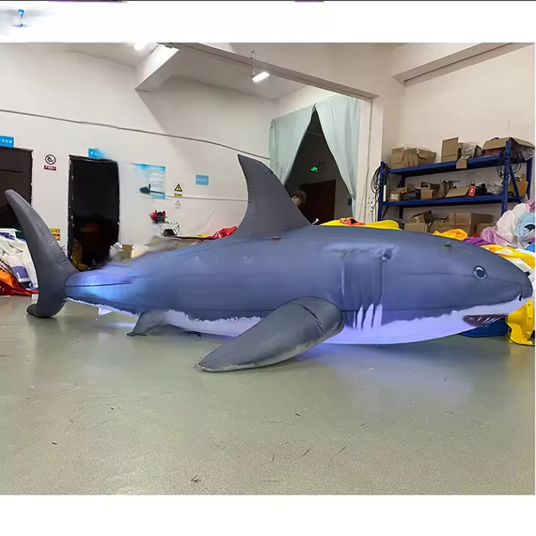 Inflatable Decoration with Led Light, Air - blow Marine Fish - shaped - 4m Inflatable Shark, Ideal Prop for Theme Event and Nigh — image 6