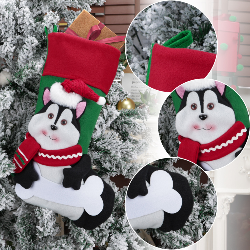 Christmas Decorations Cartoon 3D Creative Cat and Dog Socks Christmas Candy Bags Home Decoration Pendants — image 3