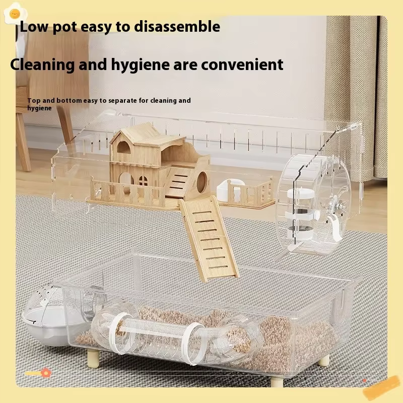 Hamster Cage for Hamster Spacious Clear Acrylic Rodent Home With Accessories Gerbil Mouse Habitat Small Pet Supplies — image 5