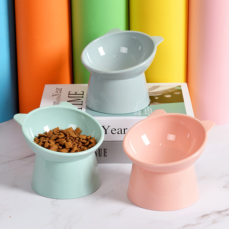 Cat Pet Supplies High Cat Bowl Dog Bowl To Protect The Cervical Spine Cat Feeding Bowl Slant Mouth Drinking Pet Bowl — image 1