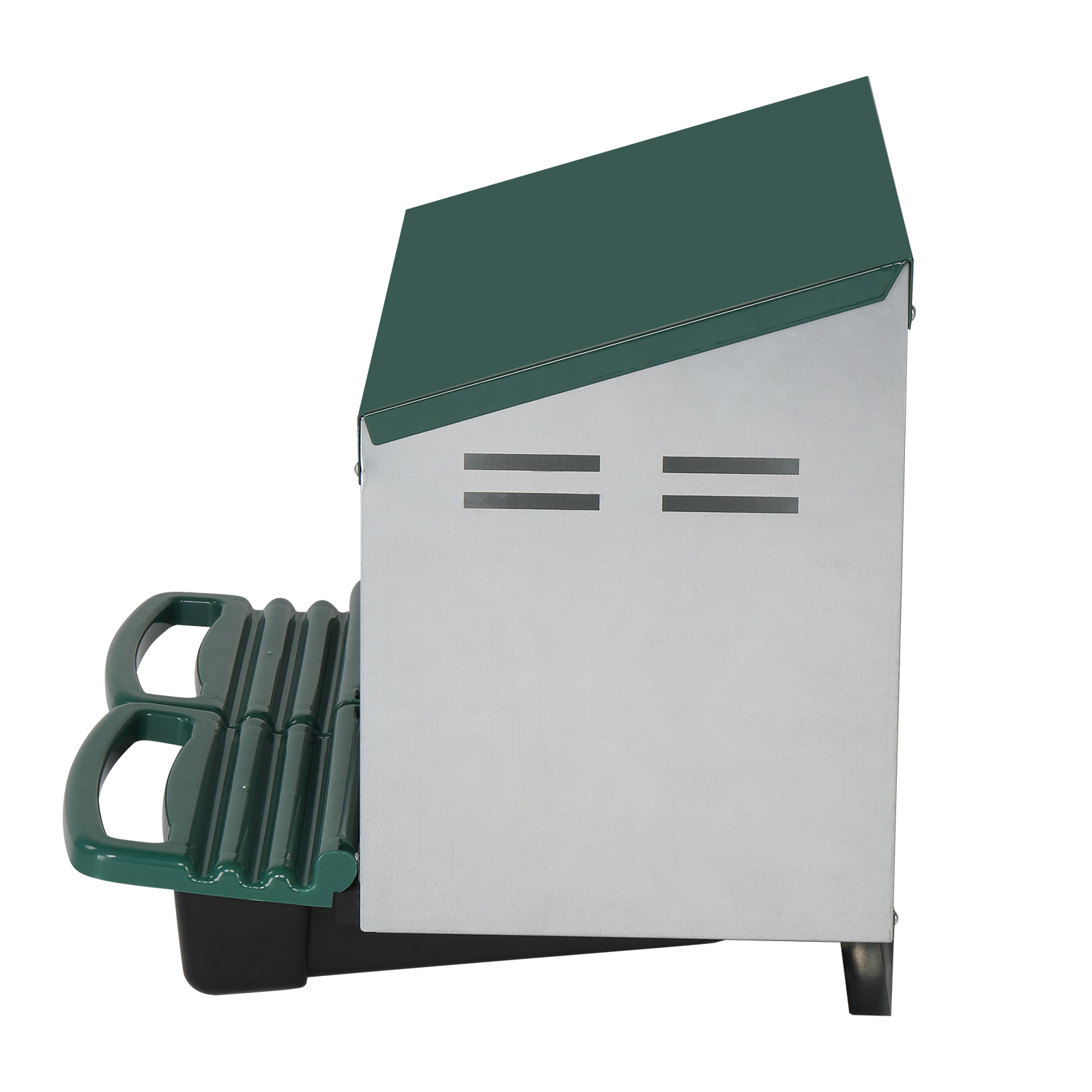 2 Compartments 54x52x47cm Pitched Roof House Iron-plastic Green Chicken Feeding Trough — image 7