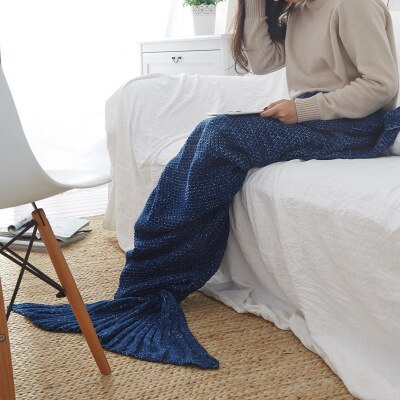 TONGDI Soft Warm Popular Fashionable Mermaid Fish Tail Knitting Blanket Gift For Girl Princess All Season Handmade Sleeping Bag — image 15