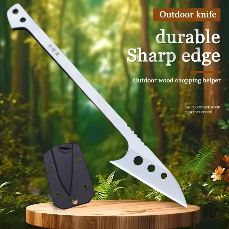 New Pocket knife, foutdoors ishing knife 440c one-piece steel hunting knife +K sheath, EDC camping tool knife — image 2