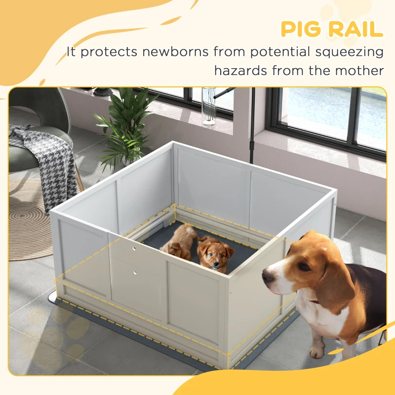 Whelping Box For Puppies With Pee Pad, Pig Rail, Adjustable Door For Small, Medium & Large Breed Dogs Birth — imagen 5