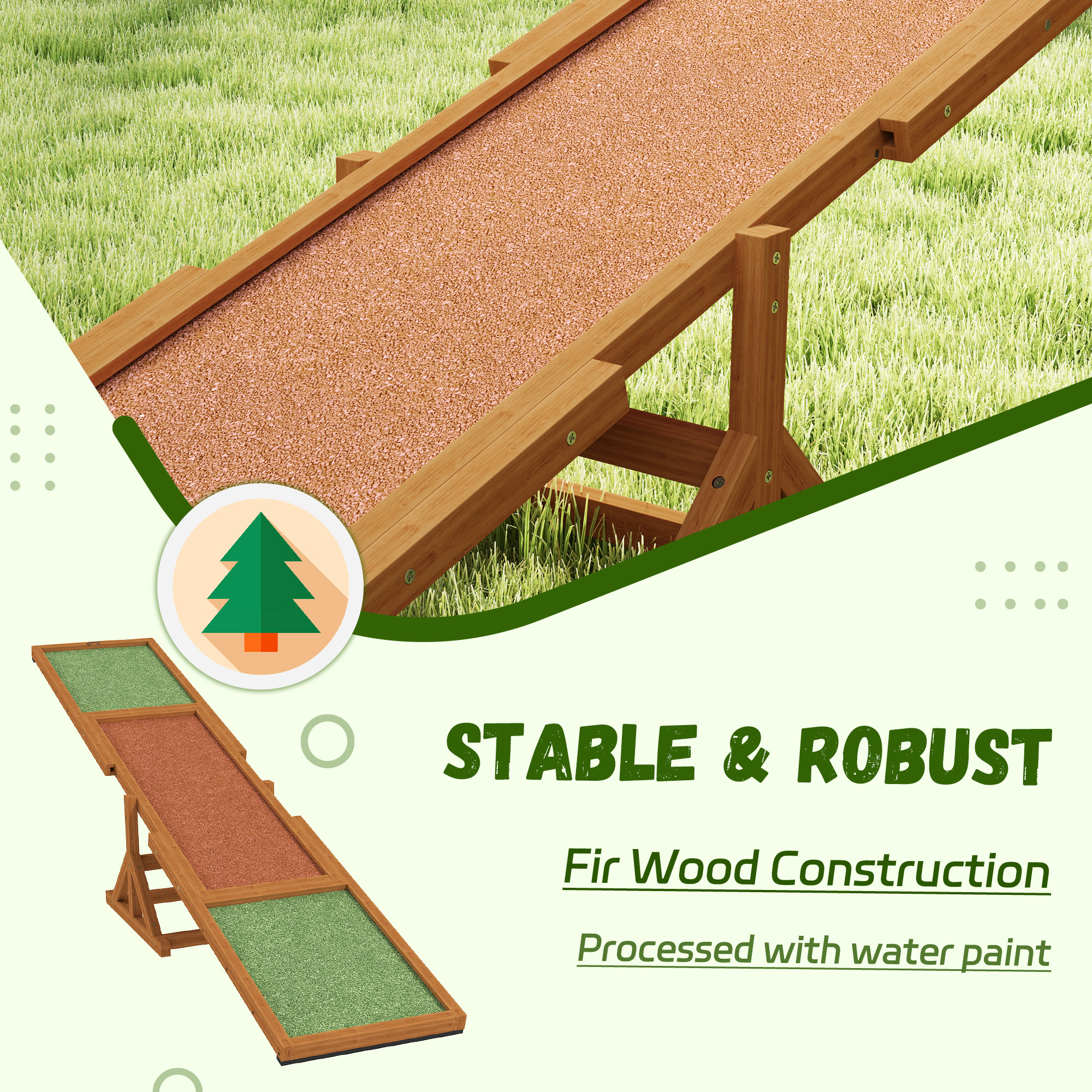 Plataforma de Gimnasia para Perros en Madera Resistente al Tiempo, Color Naranja, 83" L x 16" W x 14" H — imagen 8