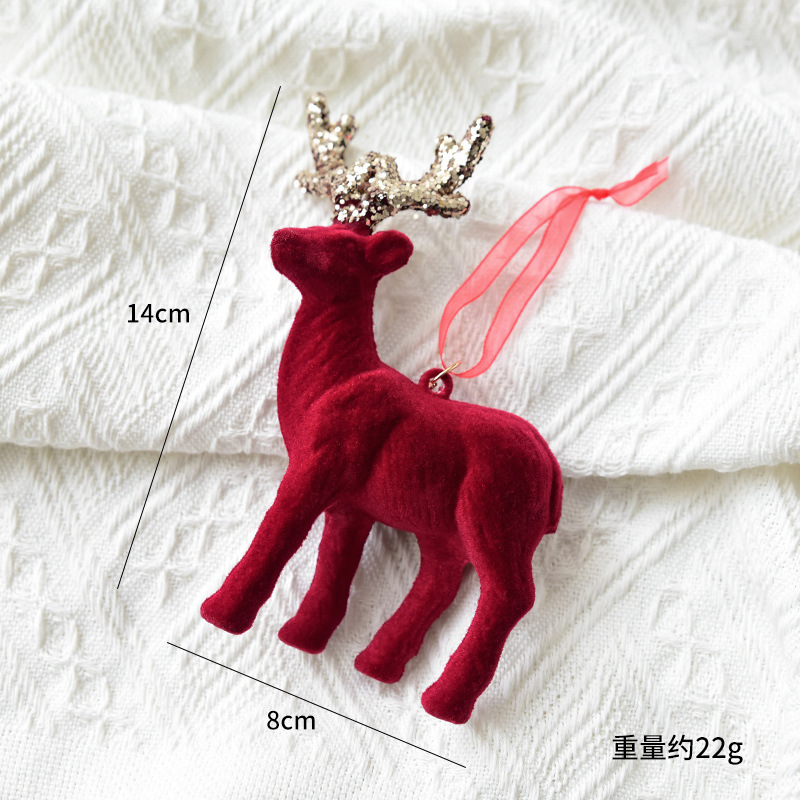 Christmas decoration red flocking elk bell pendant Christmas tree decoration ornaments — image 17