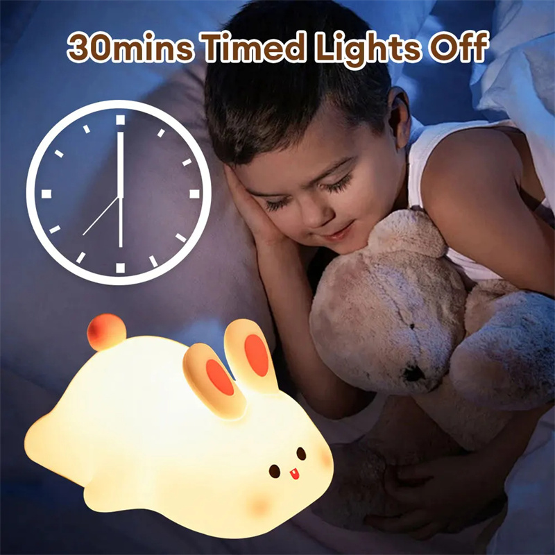 Lámpara de Noche LED con Sensor Táctil y Cara Grande de Conejo de Silicona, Regalo Navideño para Niños — imagen 14