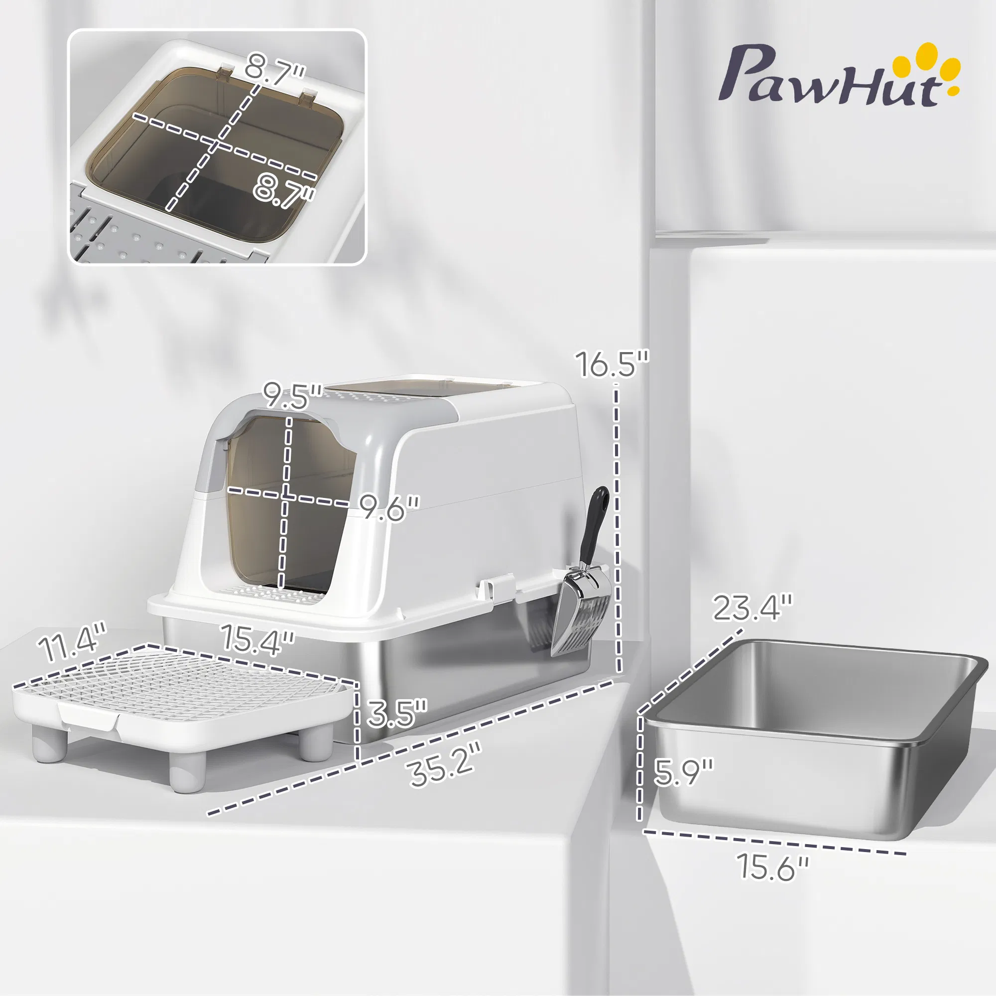 Stainless Steel Enclosed Litter Box for Cats — image 5