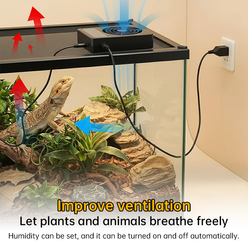 Smart Reptile Cooling Fan with Thermo-Hygrostat & LED Display, Low Noise for Terrarium/Aquarium — image 9