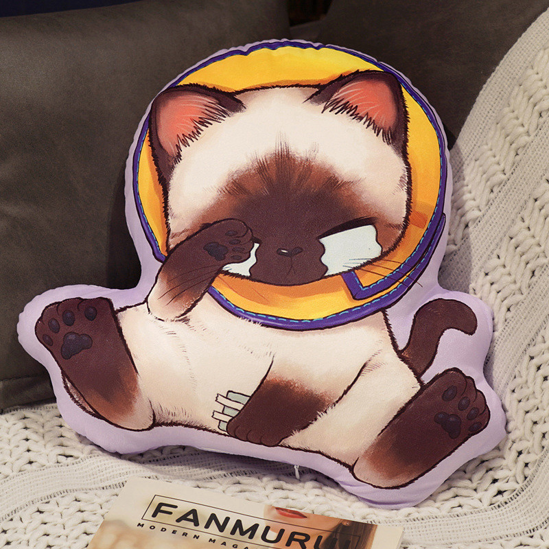 New Cute Double-Sided Printing Cat Pillow Plush Cat Pillow Home Pillow Zipper Removable And Washable — image 5