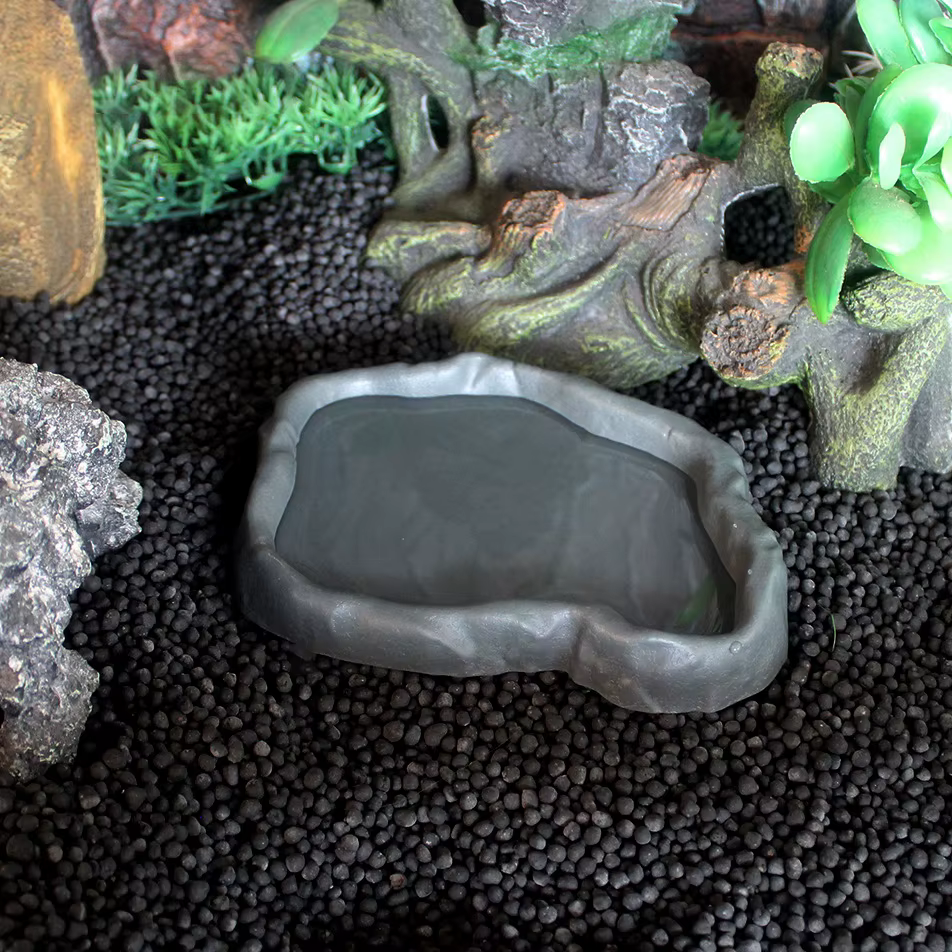 Imitation rock grey reptile water bowl, food bowl, bathing bowl, suitable for lizards, chameleons, snakes, frogs, turtles — image 5