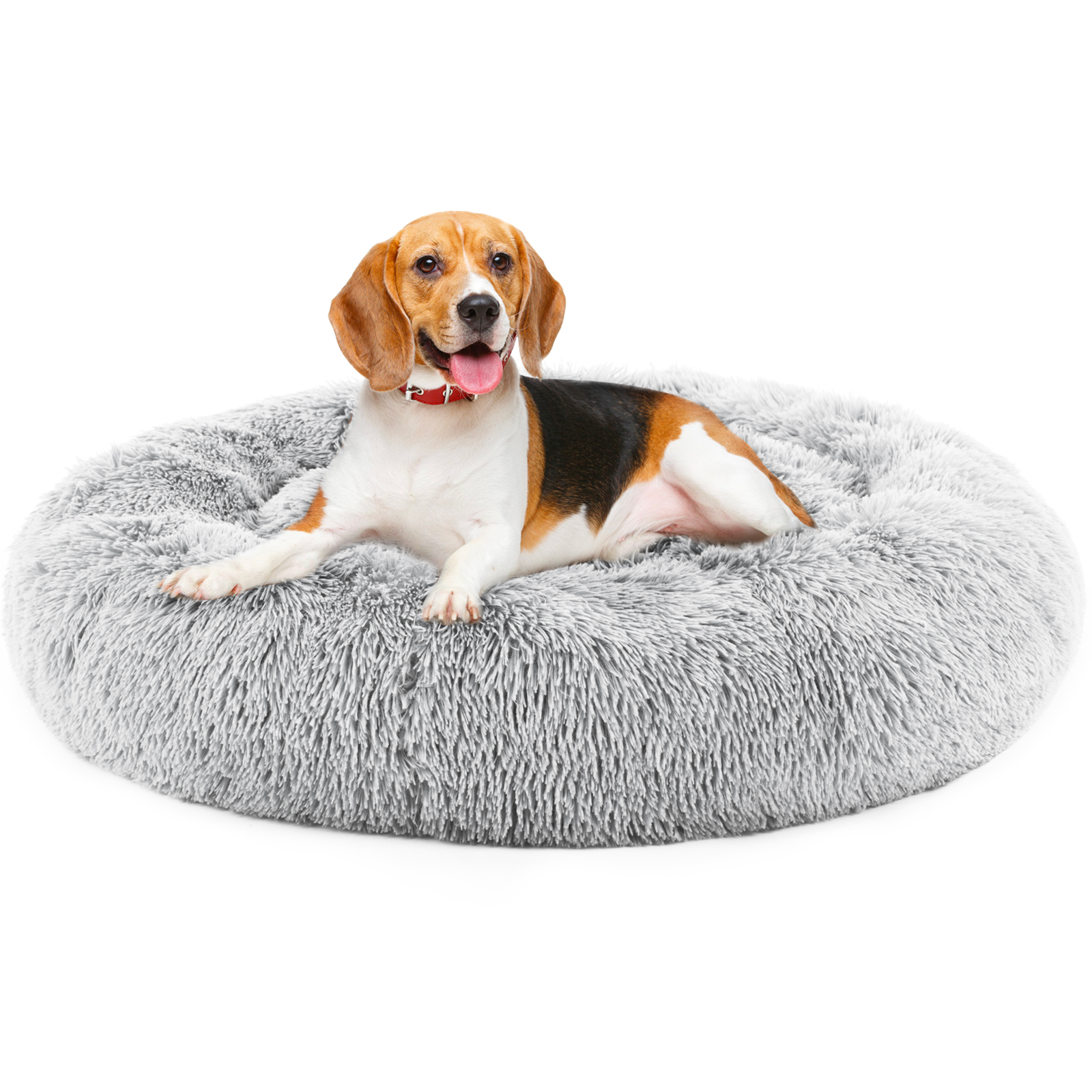 Cama Redonda Antideslizante de Peluche Esponjoso de Piel Sintética para Gato, Apta para Mascotas de Hasta 25 Lbs — imagen 1