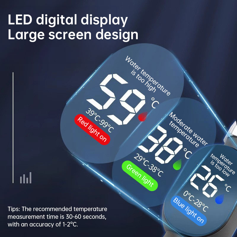 Black LED bathroom shower thermometer (0℃~99℃): accurate temp measurement, smart counter — image 8