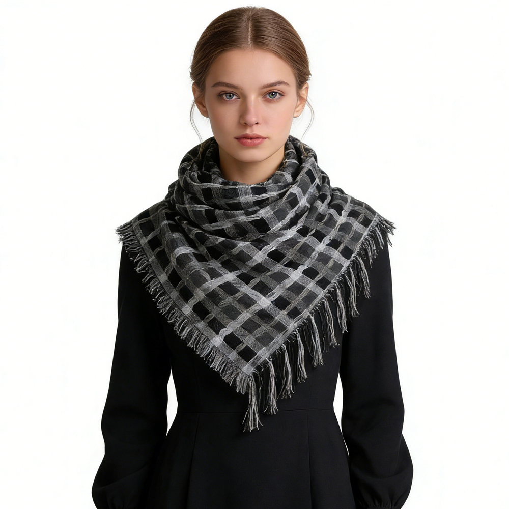 2pcs Grey Leopard Printed Square Scarf, Minimalist Head Scarf, Luxe Look For Evening Wear, Scarf, vacation, daily Life, evening Party, Office Appropriate Subtlety For Women Men — image 3