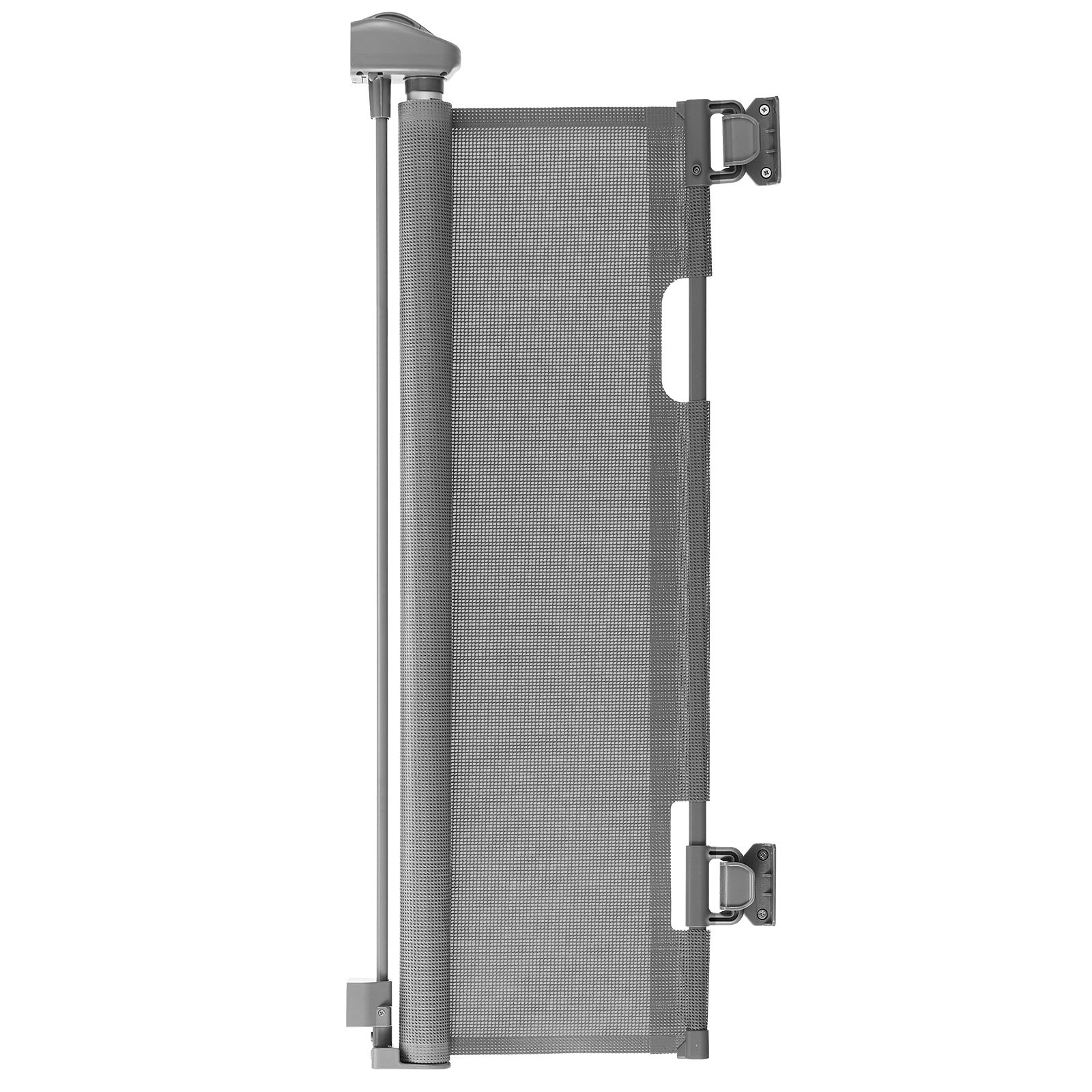 Retractable Baby Gate, Extends To 56.3 Inch Wide, 31.3 Inch Tall, With Security Lock, Easy To Use, Walk Through Without Tripping, Mesh Dog Gate For Stairs, Hallways, Indoor/Outdoor, Gray — imagen 1