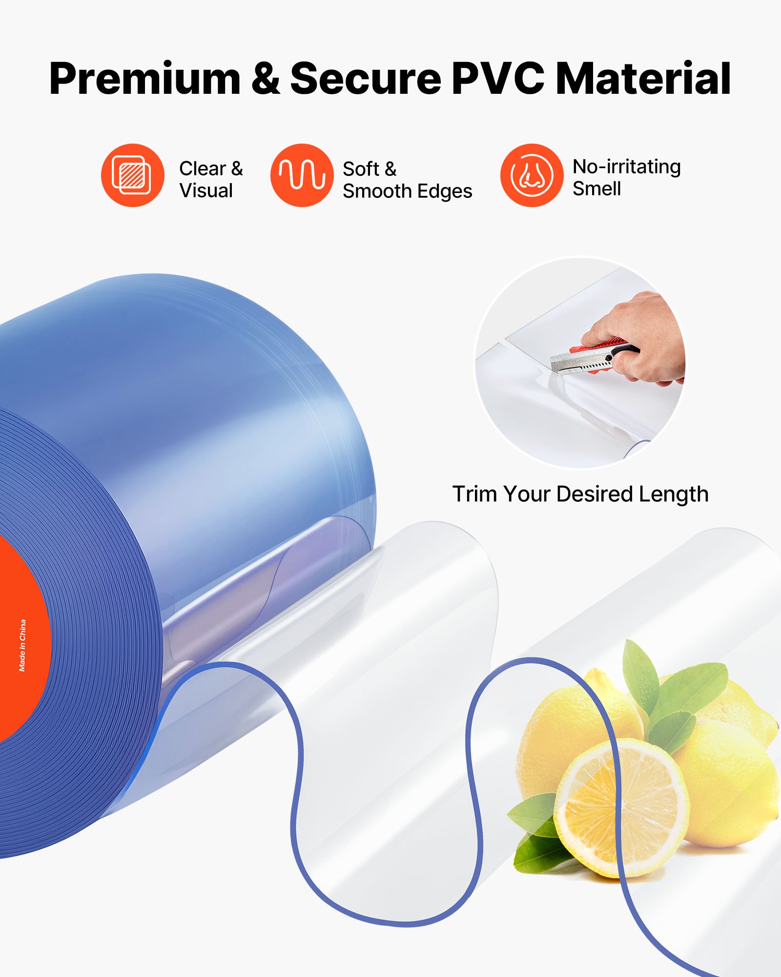 Clear PVC Strip Curtain, 50 Ft Length X 8 In Width, Plastic Door Strip Bulk Roll, Walk In Freezer Cooler Curtain Strips For Doorways Of Supermarket, Garage, Warehouse, Barn, Pet Animal House — image 3
