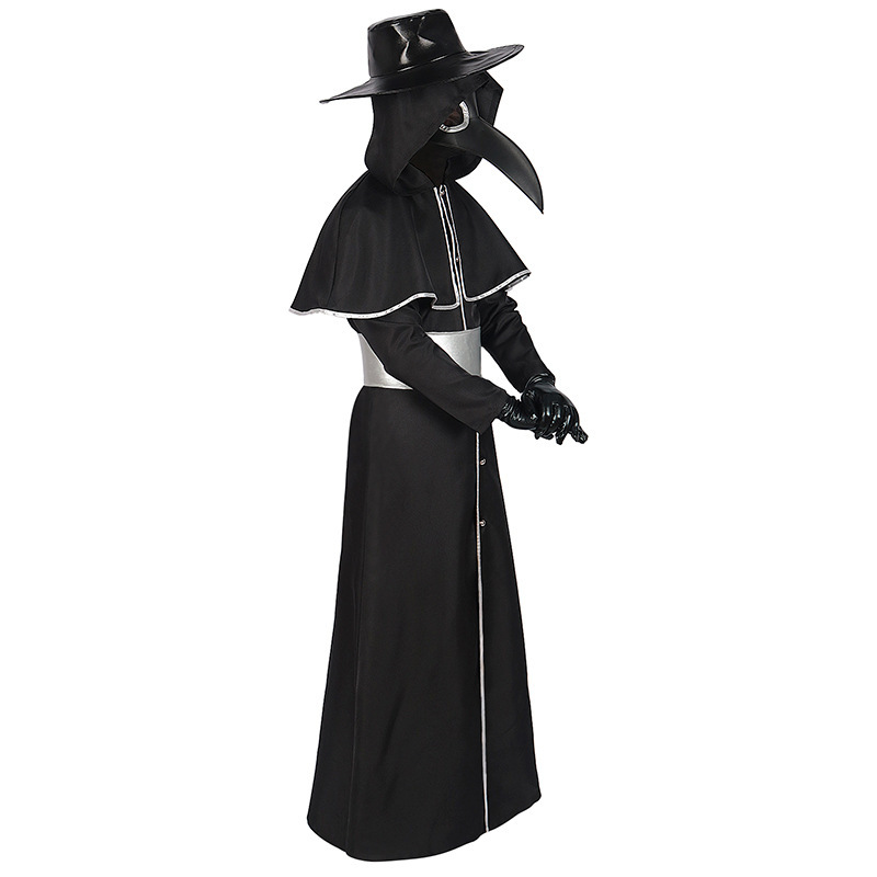 Festive Adult Medieval Steampunk Crow Dark Style Costume with Long Beak Mask Halloween — image 5