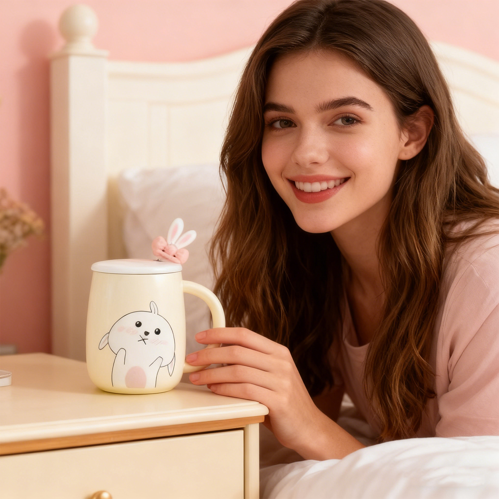 Taza de Cerámica para Conejo con Luz Azul Cielo — imagen 2