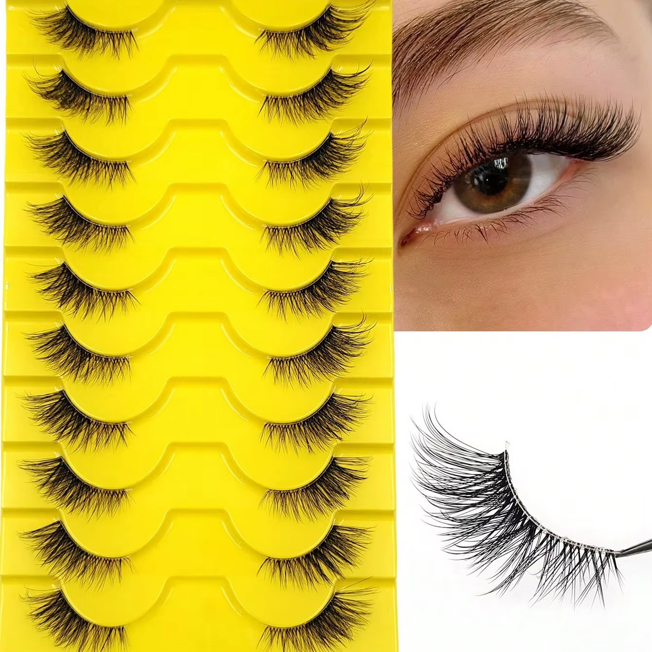 10 Pairs Elegant Faux False Eyelashes, Wispy Cat Eye Design for Natural Fluffiness - Perfect for Everyday Glam — image 6