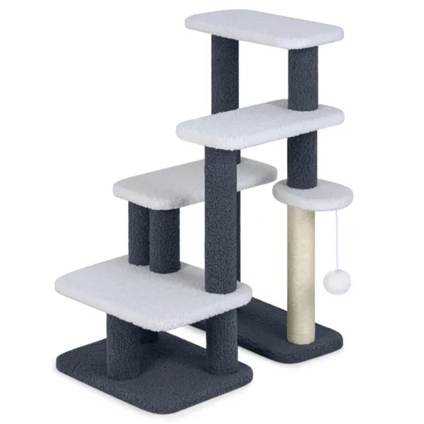 Escaleras y Rascador Árbol para Gatos 2 en 1 con Poste de Sisal, Escalones de 4 Niveles para Mascotas para Gatos Mayores y Perros de Patas Cortas — imagen 3