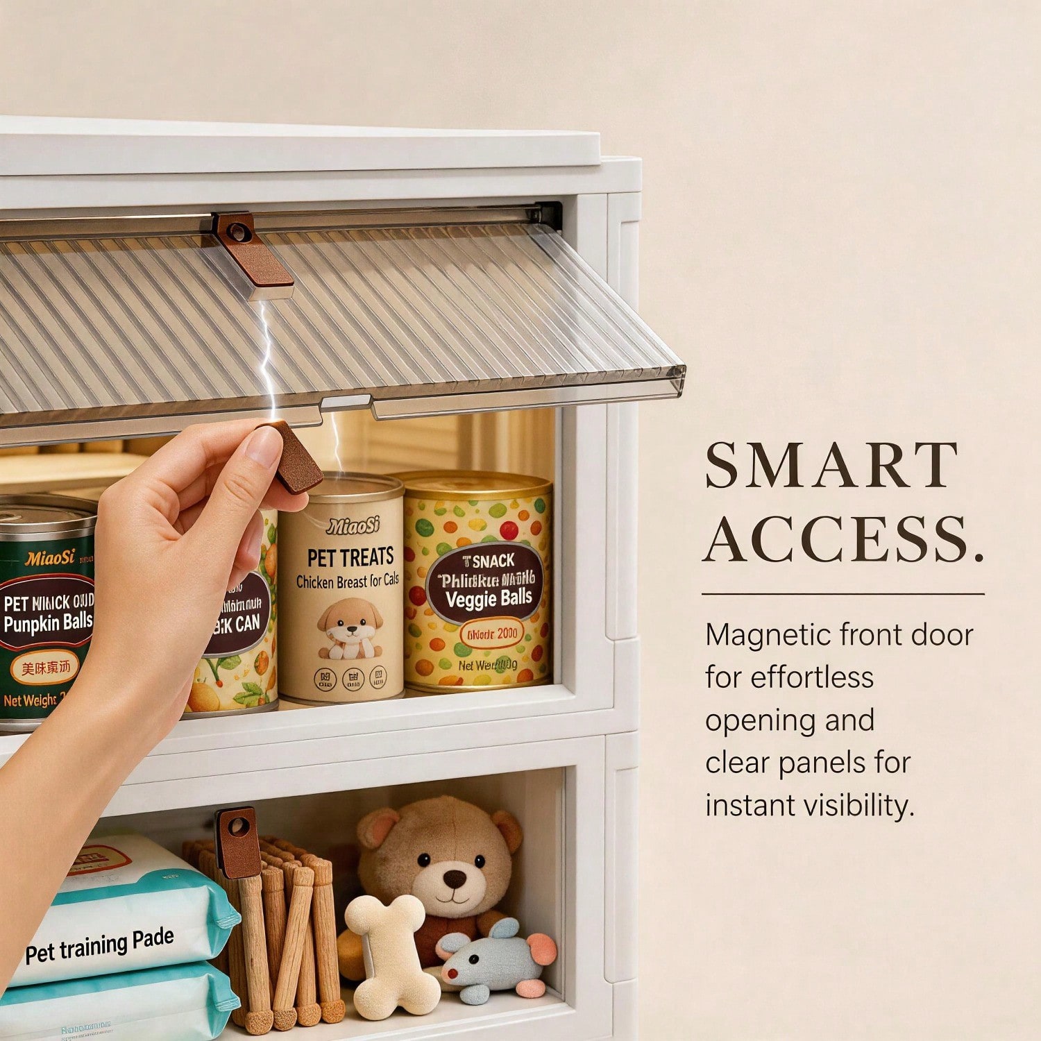 Almacenamiento Portátil y Plegable para Suministros de Mascotas con Ruedas, Puerta Magnética y Organizador Colapsable para Juguetes, Alimentos, Herramientas de Aseo y Más — imagen 2