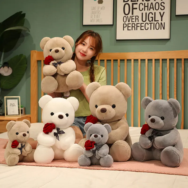 Nuevo Osito de Peluche Abrazable con Rosas 23-45cm, Almohada de Peluche Relleno, Muñeco de Animal Suave, Bonito Regalo de Cumpleaños para Novia, San Valentín — imagen 11