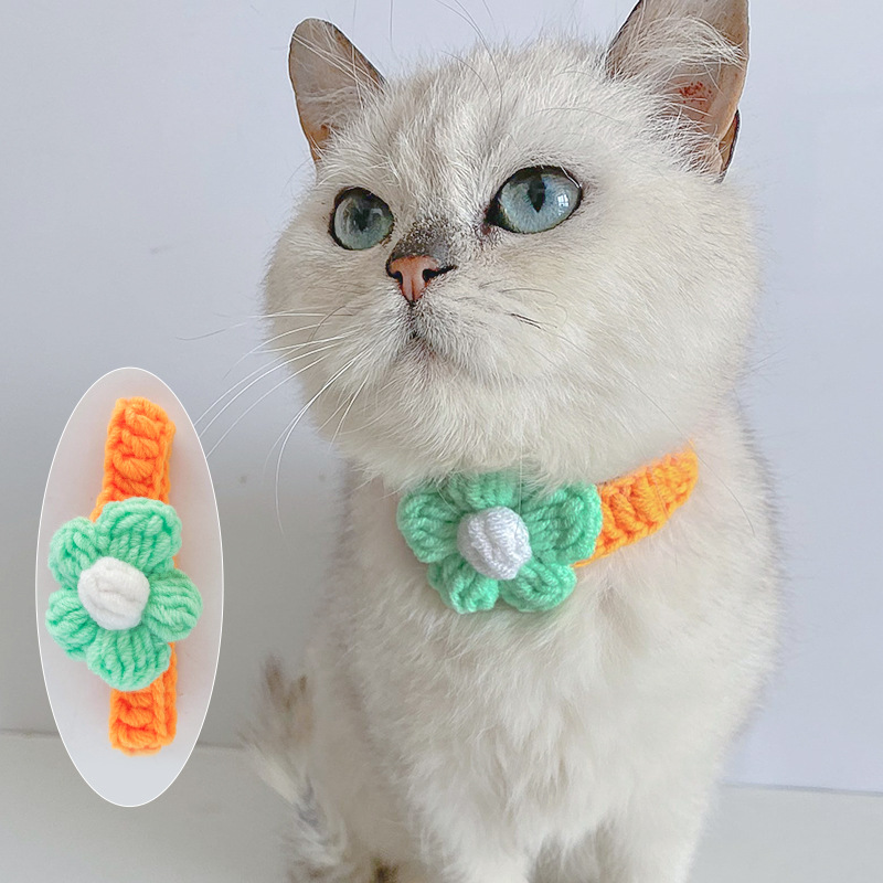Pet Wool Knitted Collar Cat Dog Cute Collar Knitted Necklace Silent Adjustable British Short Dog — image 10