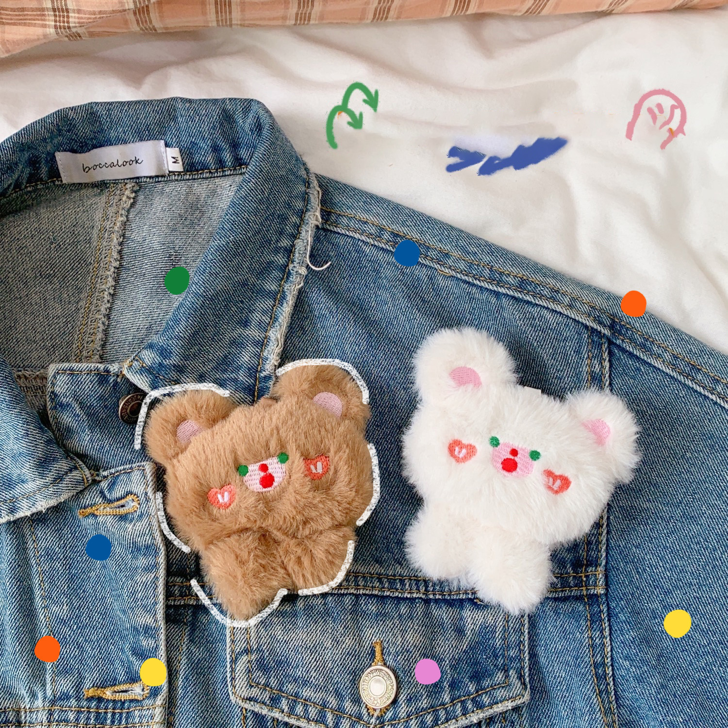Ins Cute Soft Bear Pin Jewelry Plush Three-Dimensional Sweet Student School Uniform Brooch Bag Pendant — imagen 3