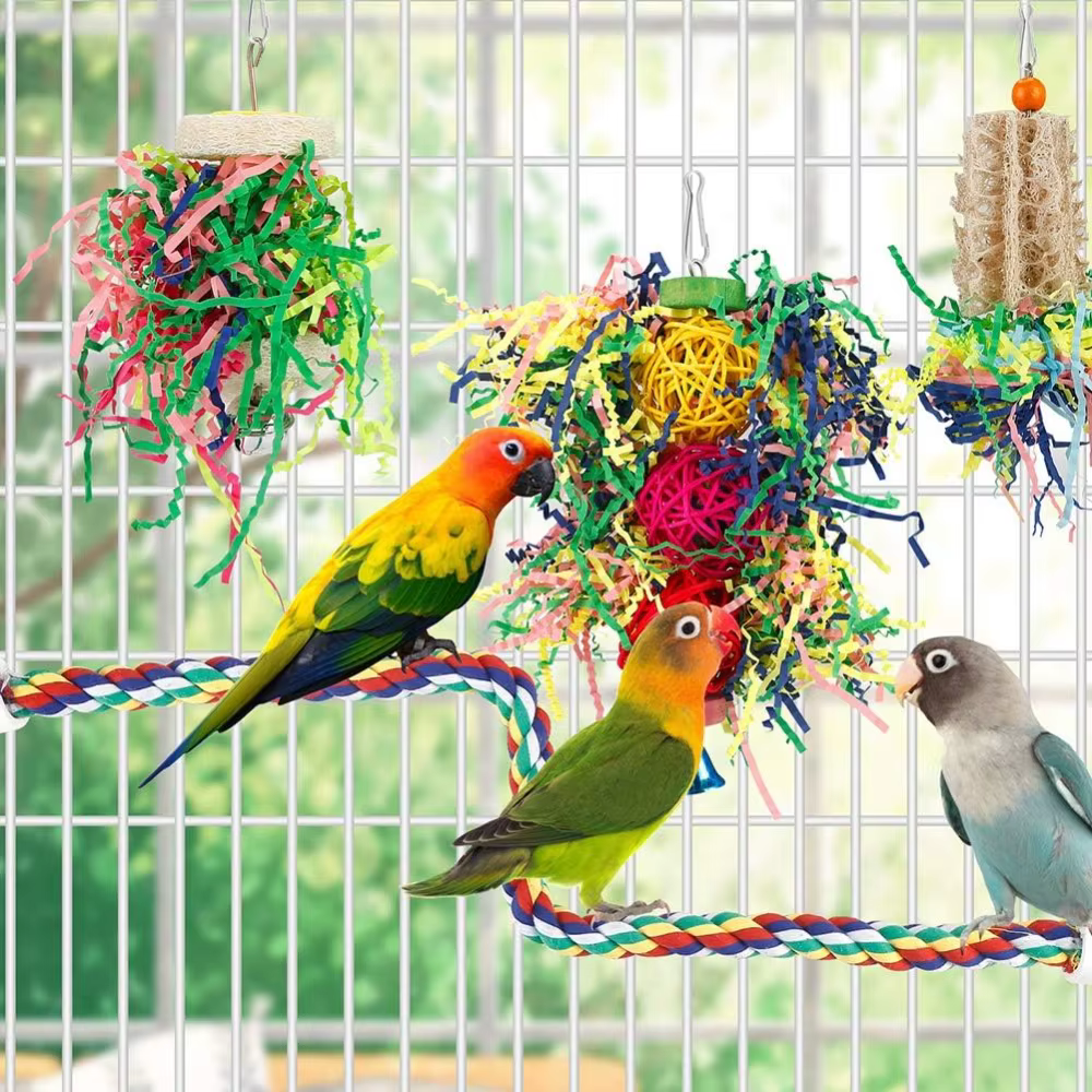 6 PIEZAS Juguetes de Papel para Picar y Forrajear para Aves Colgantes — imagen 5