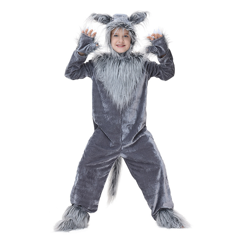 Neutral Children's Gray Wolf Costume Animal Outfit Halloween Fairy Tale Stage Performance Clothing — image 6