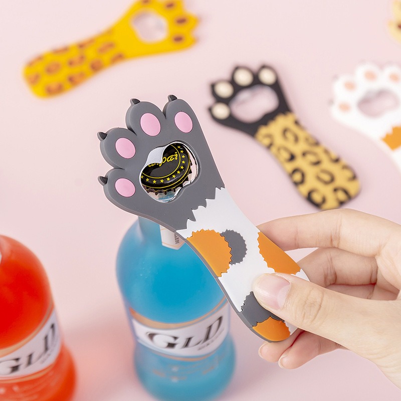 Cat's Claw Bottle Opener Cute Cartoon Magnetic Beer Bottle Opener Creative Silicone Magnetic Refrigerator Sticker — image 3