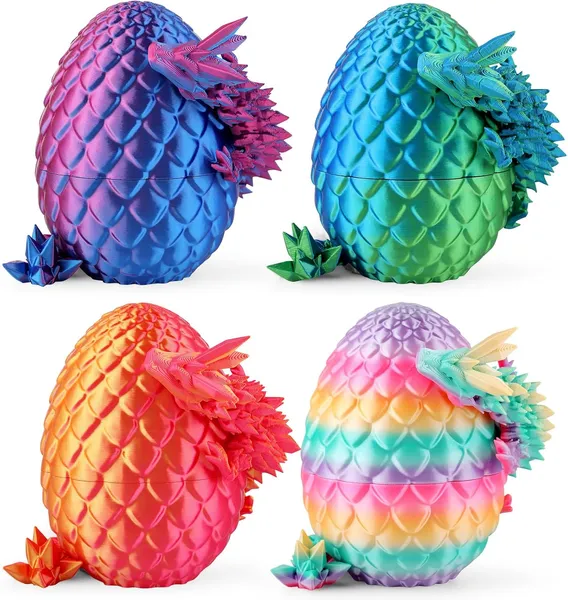 Huevos de Dragón 3D Impresos de 20 cm, Misterioso Huevo de Dragón con Cristal para Cajas de Pascua, Juguetes Únicos y Decoración de Fantasía (4 Piezas) — imagen 1
