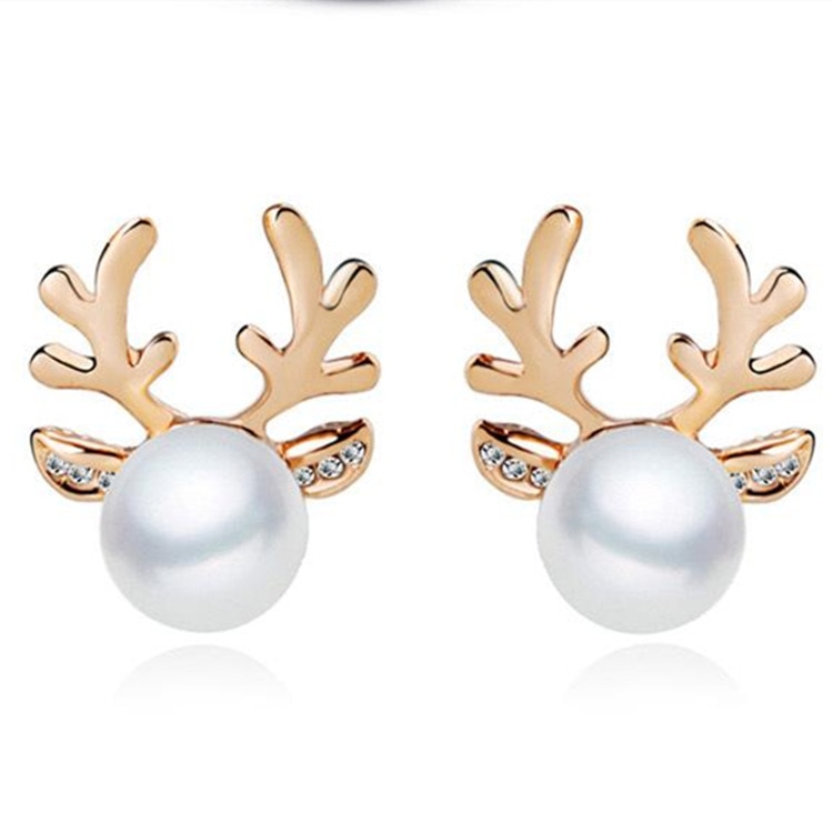 1 Par de Pendientes de Navidad Elegantes para Mujer con Perlas y Aleación de Cobre — imagen 2