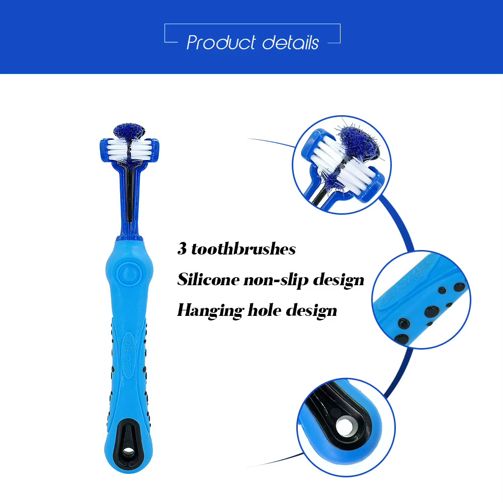 Dog Toothbrush Soft Pet Cat Toothbrush withThree Sided Dogs Rubber Tooth Brush Bad Breath Tartar Teeth Tool Pet Accessories — image 2