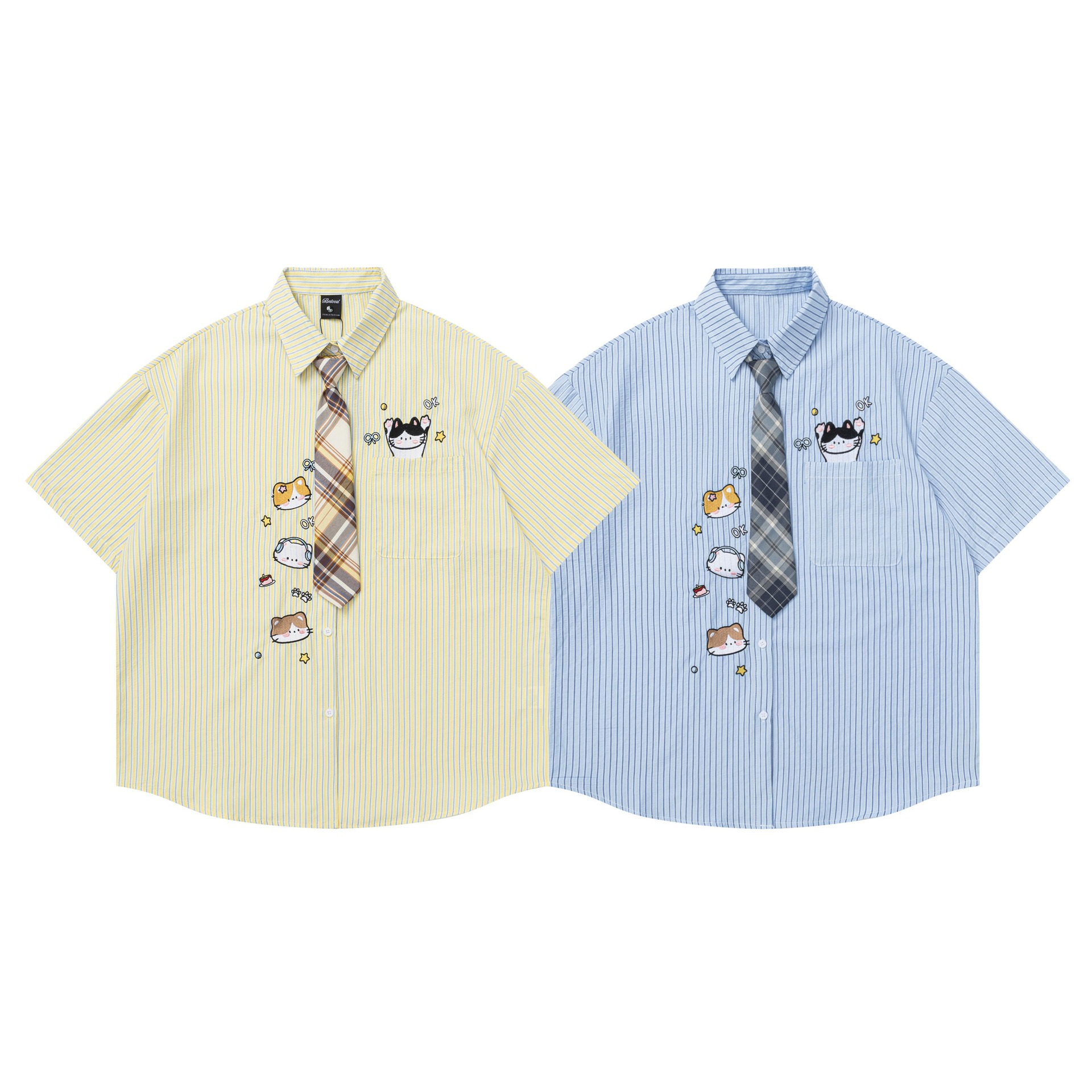 Soft and cute cat embroidered short sleeved shirt — image 6